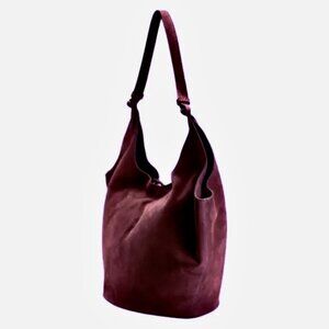 Viola Castellani Convertible Suede Bucket Bag Crossbody Wine Color Italy NEW